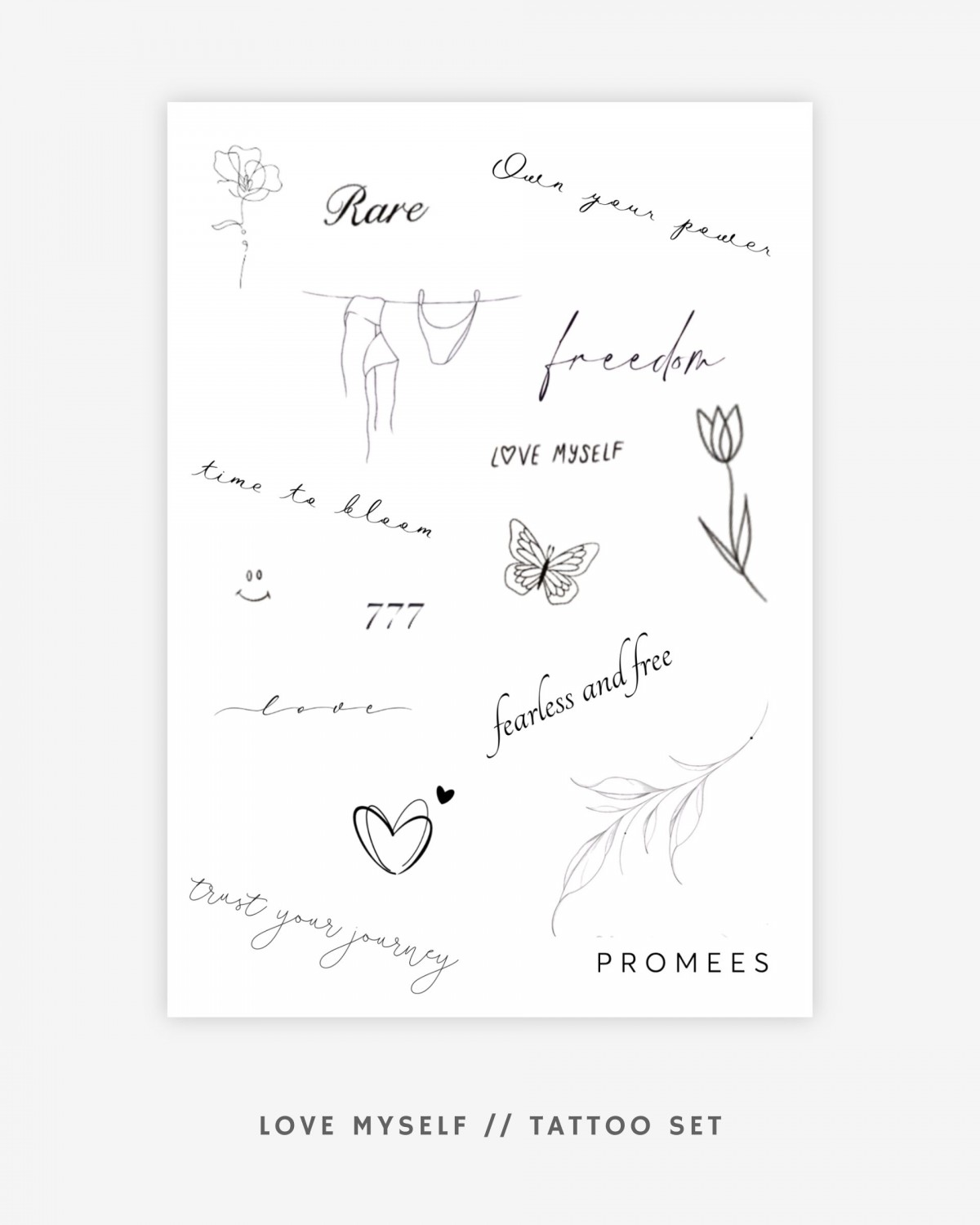 love myself set // temporary tattoos