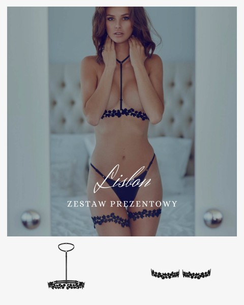Choker gipiura, podwiązki z czarnej gipiury